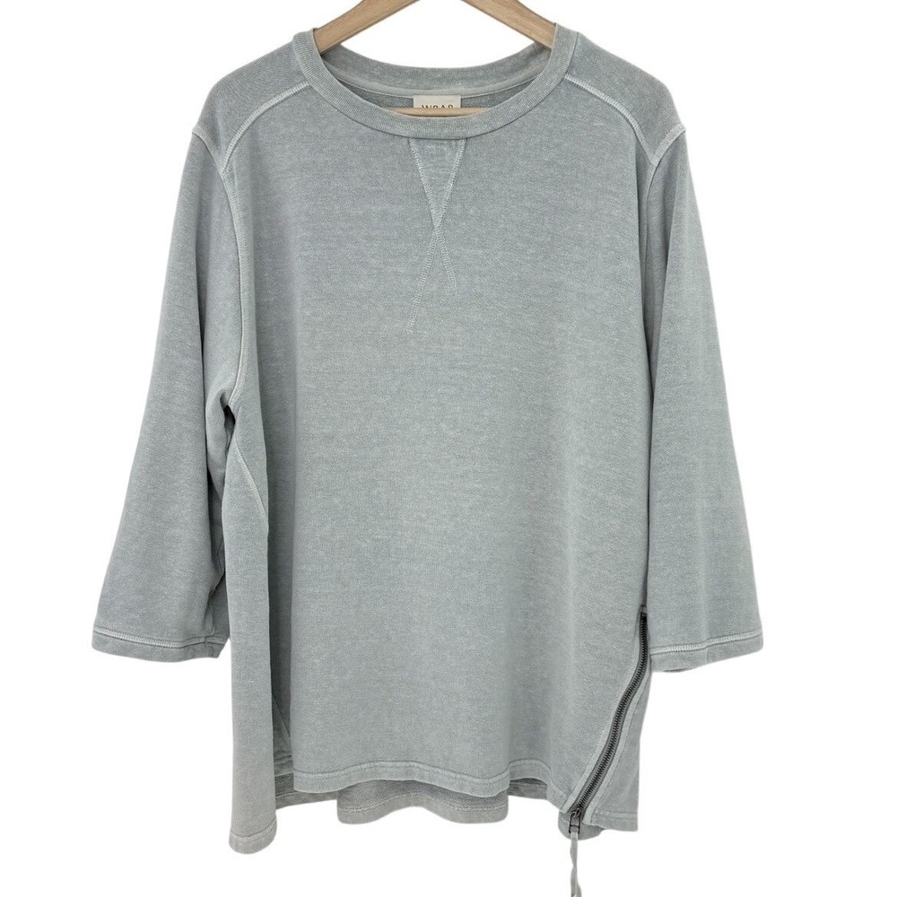 WRAP‎ London Plus Size Muted Aqua Tunic Hemp Cotton Sweatshirt Sz 18  Normcore